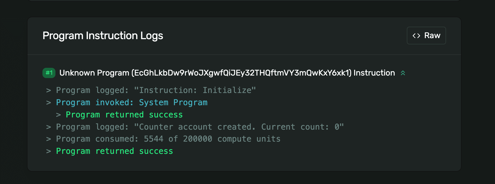 Initialize Program Log