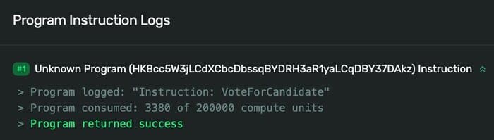 Solana Playground vote transaction example